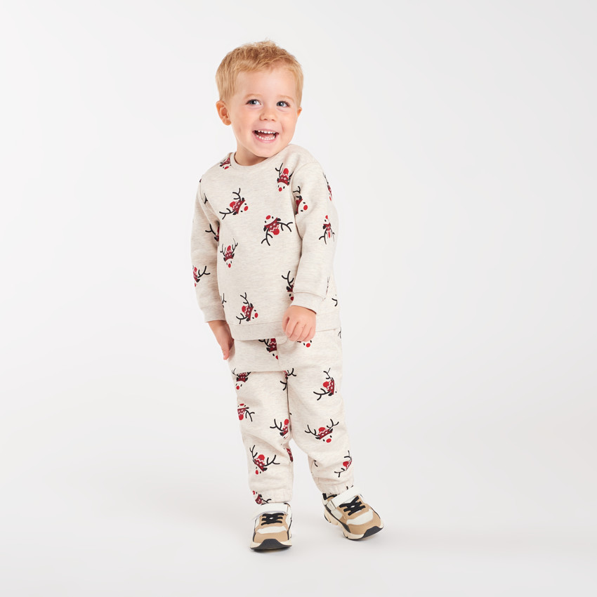 Ensemble jogging imprimé rennes de Noël pour bébé garçon 