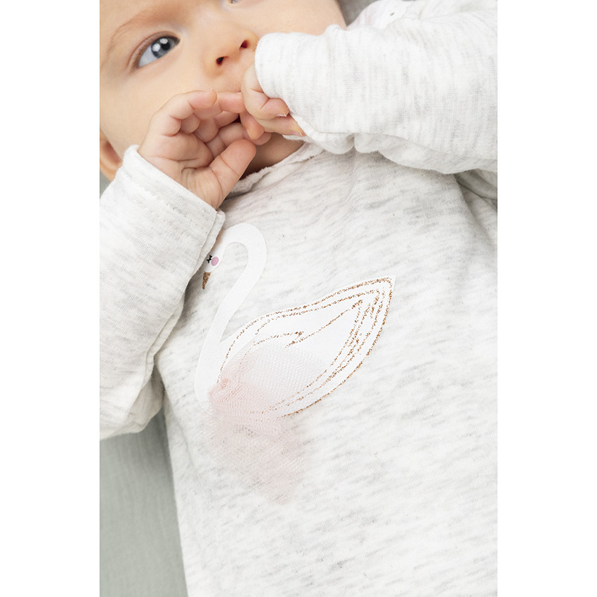 Dors-bien en jersey chiné print cygne 