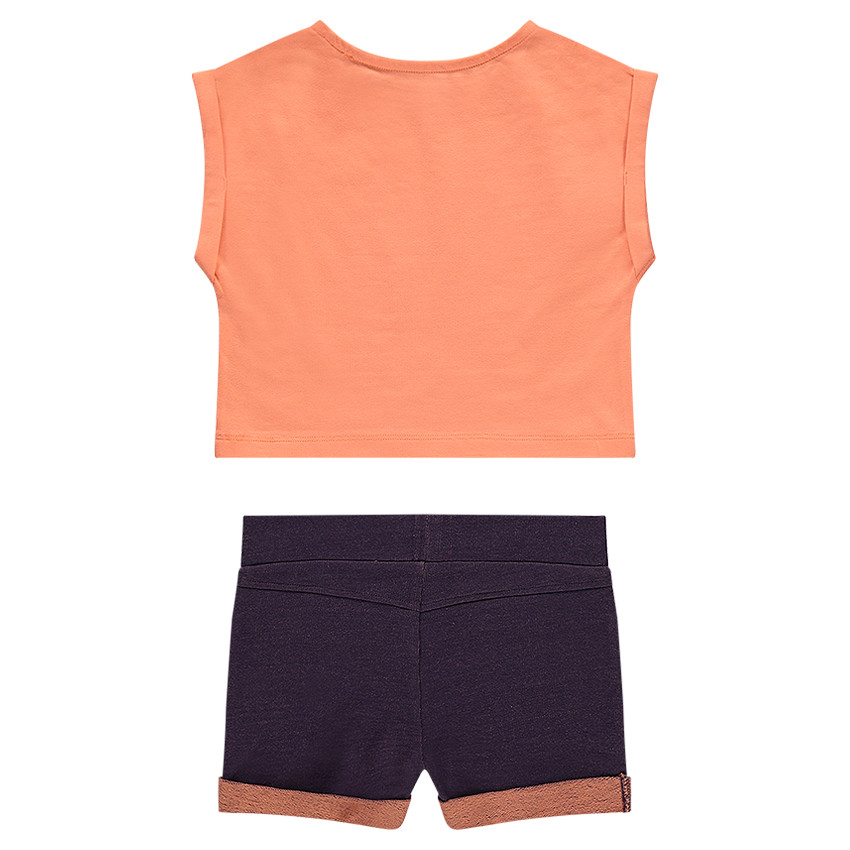 Ensemble avec tee-shirt court et short en molleton effet jeans 