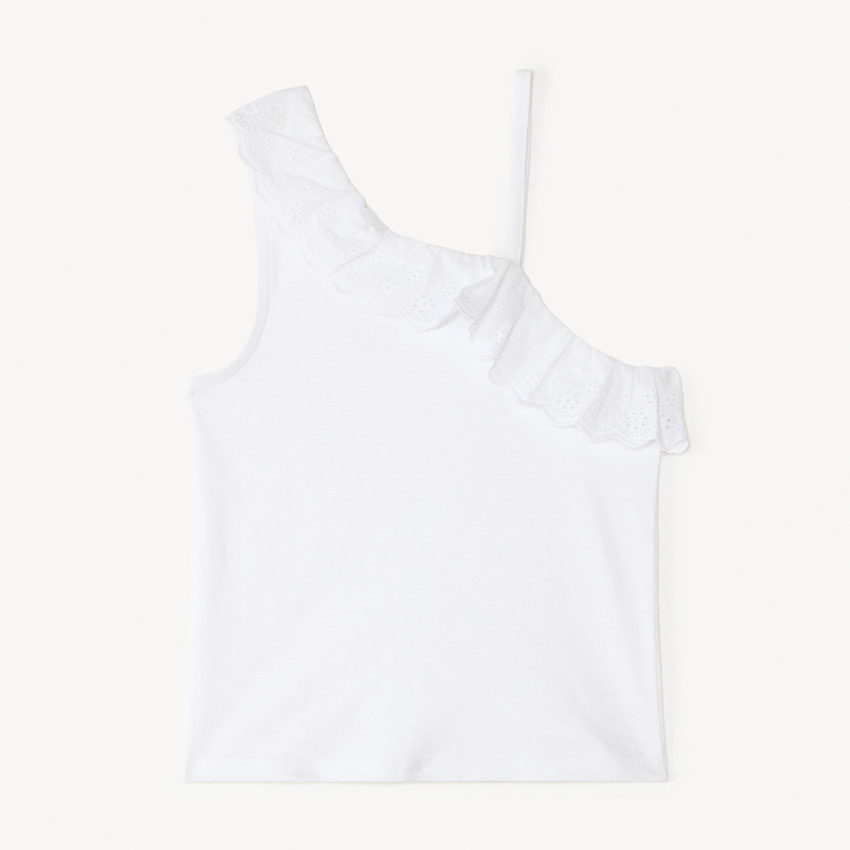 Débardeur à bretelles asymétriques et broderie anglaise pour fille 