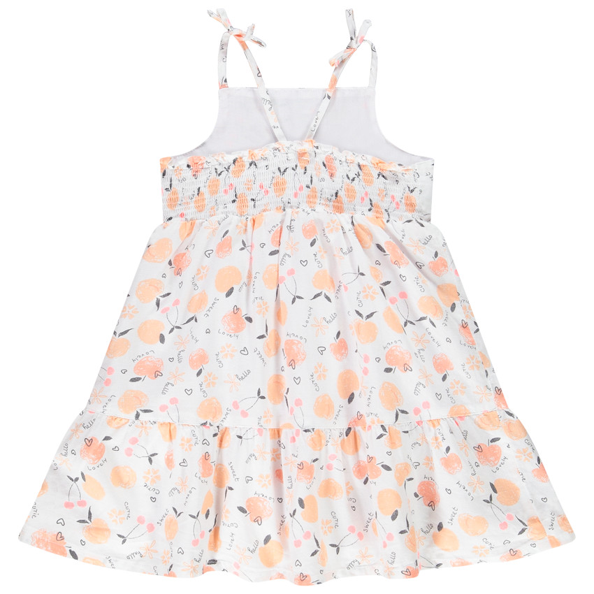 Robe volantée à bretelles imprimé pêches pour bébé fille 