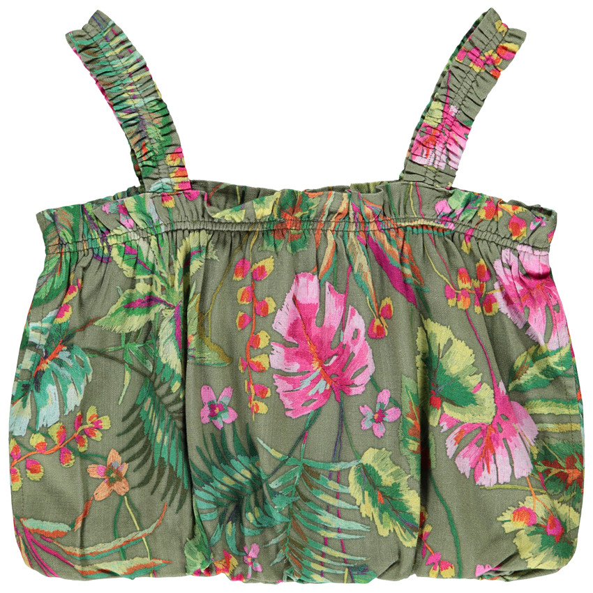 Crop top effet boule imprimé tropical pour fille 