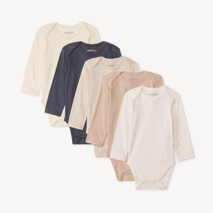 Lot De 5 Bodies Manches Longues 100% Coton Pour Bébé - NEXT, Doux Et Sans Produits Nocifs