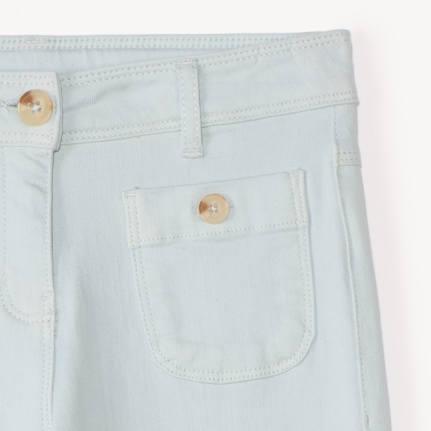 Jean large uni à boutons imitation corne pour fille 