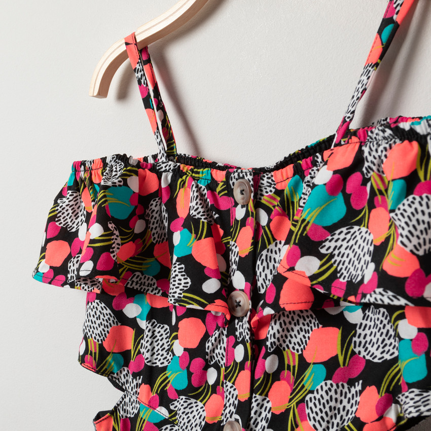 Robe longue pour fille imprimée ajourée sur les côtés 