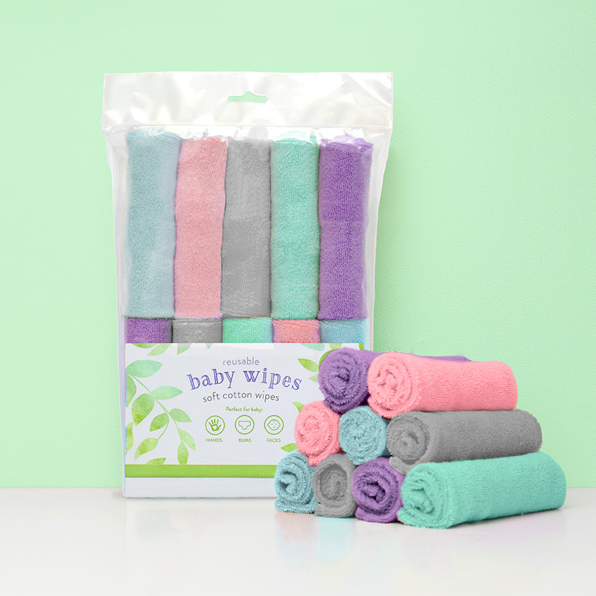 Bambino Mio - Set de 10 lingettes bébé lavables en coton - Blanc