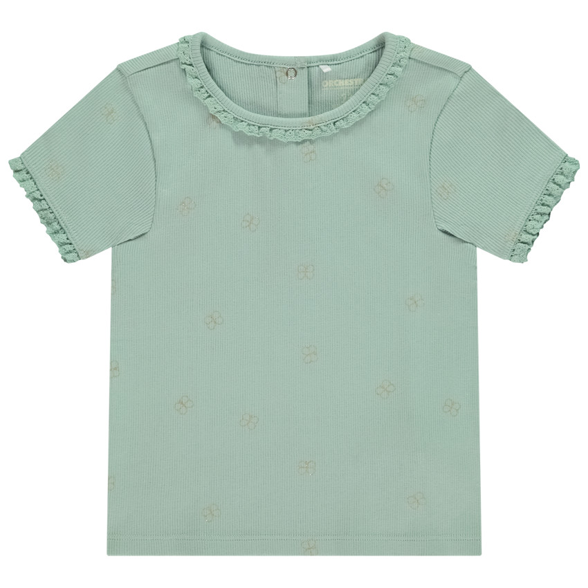 T-shirt manches courtes côtelé imprimé papillons pour bébé fille