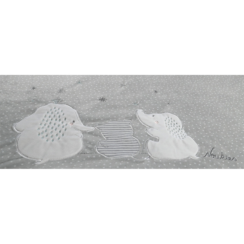 Couverture Anna et Milo en Veloudoux 100 x 140 cm - Gris/Ecru  