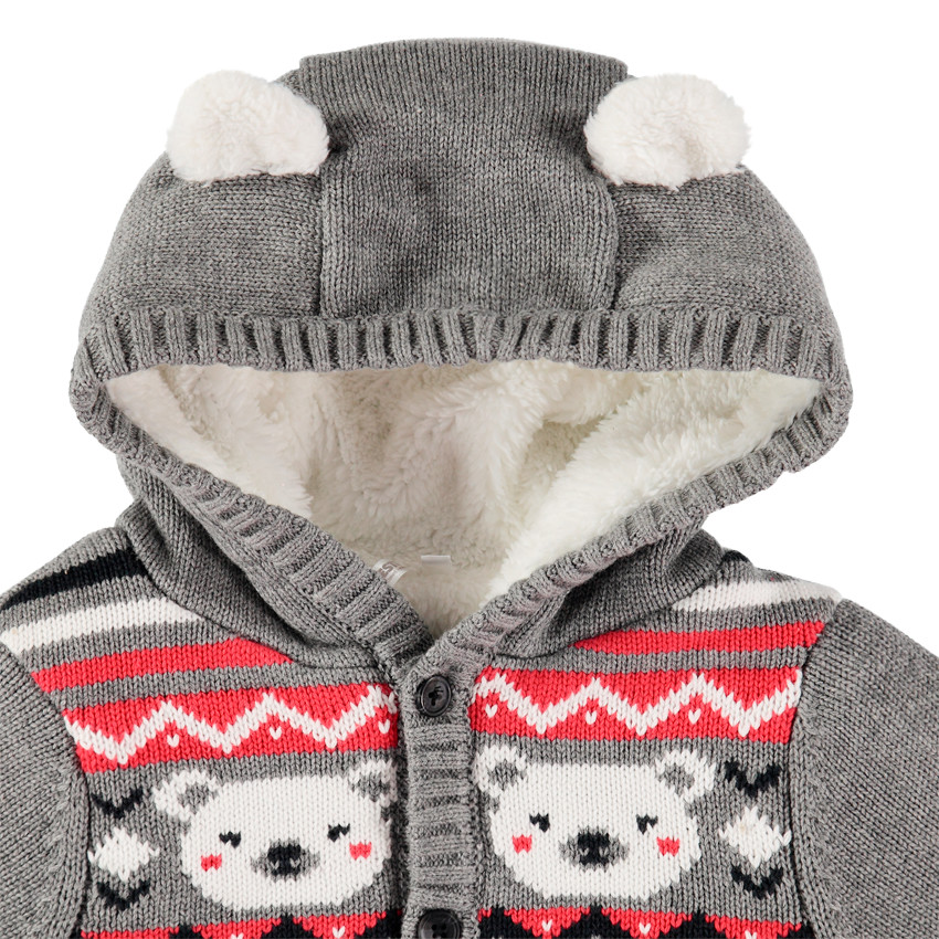 Veste en tricot doublée sherpa à motifs jacquard Main Veste en tricot doublée sherpa à motifs jacquard