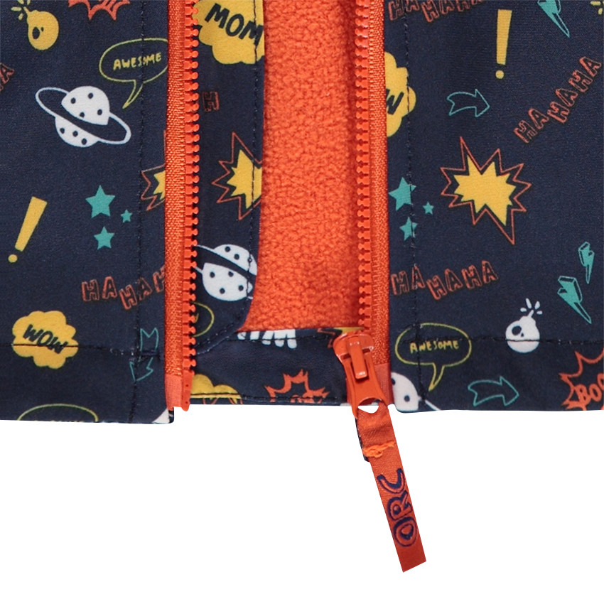 Coupe-vent à capuche amovible avec motif all-over doublé micropolaire 