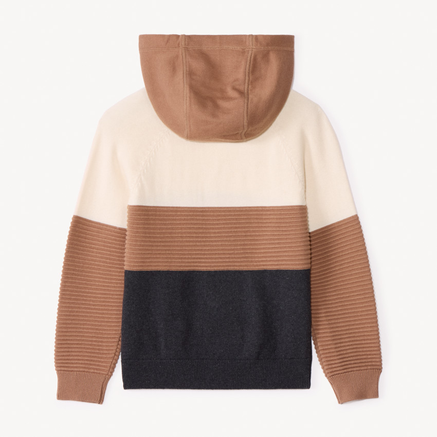 Pull manches longues à capuche effet colorblock pour garçon  