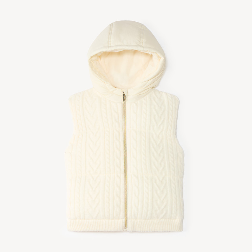 Doudoune sans manches fille effet tricot fantaisie 
