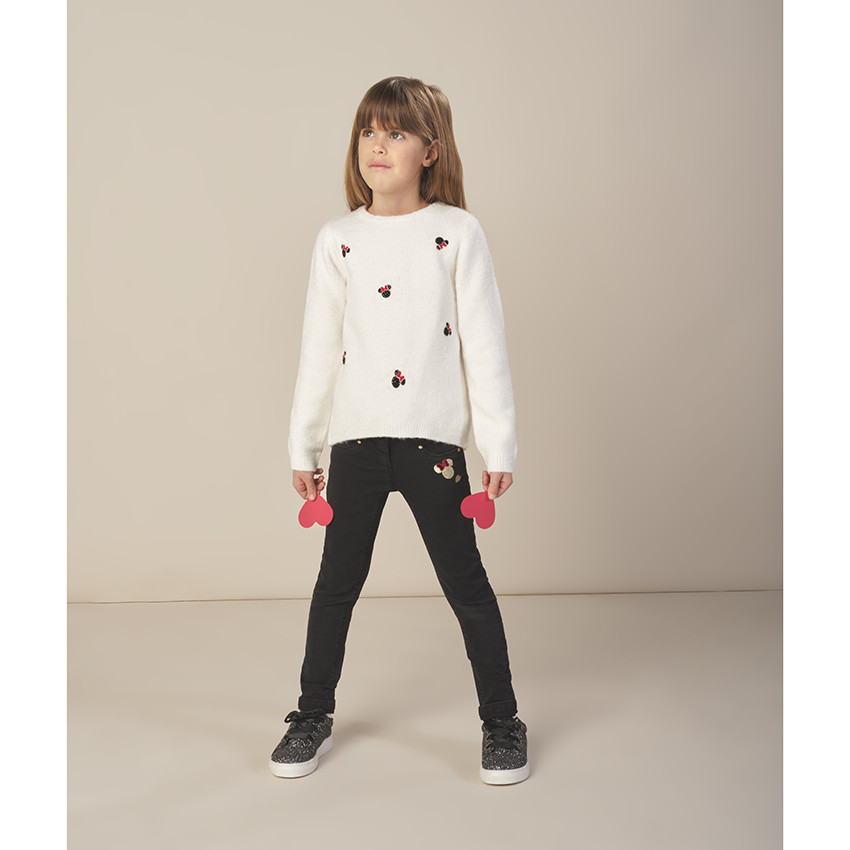 Pull en tricot motif Minnie Disney strass fantaisie 
