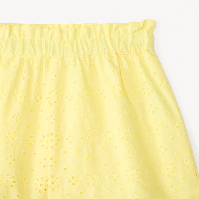 Ensemble uni débardeur + short en broderie anglaise pour fille 