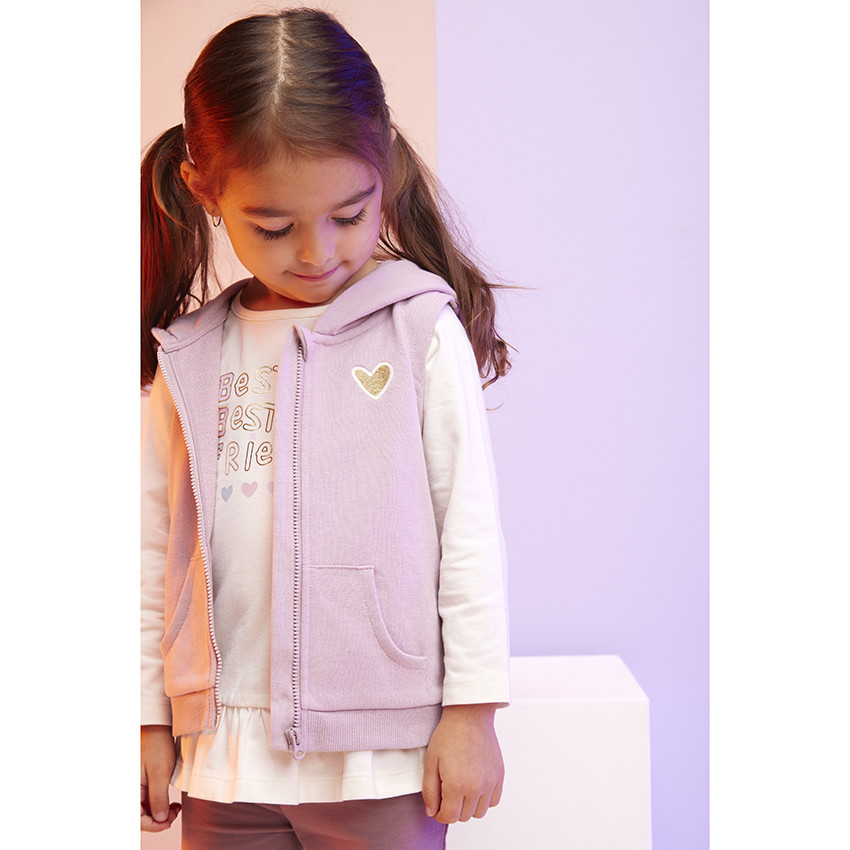 Ensemble gilet sans manche + t-shirt manches longues + legging pour bébé fille 