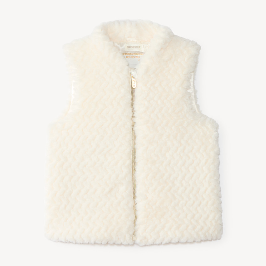 Veste sans manches fille en fausse fourrure zippée 