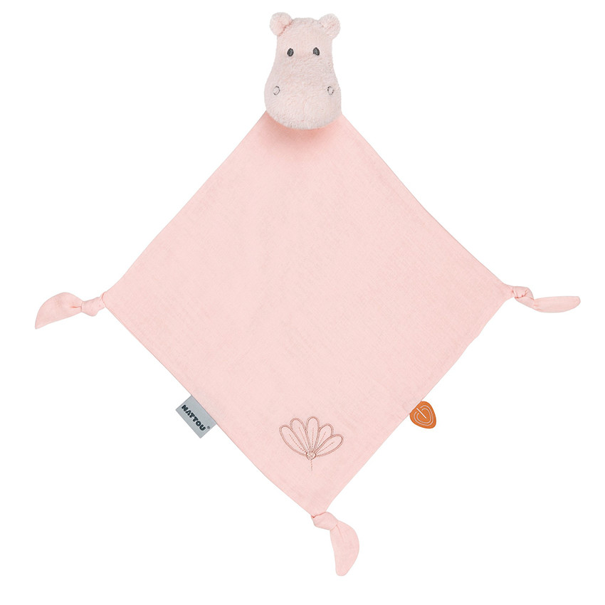 Doudou maxi hippo Susie 30 x 30 cm - Rose Main Doudou maxi hippo Susie 30 x 30 cm - Rose