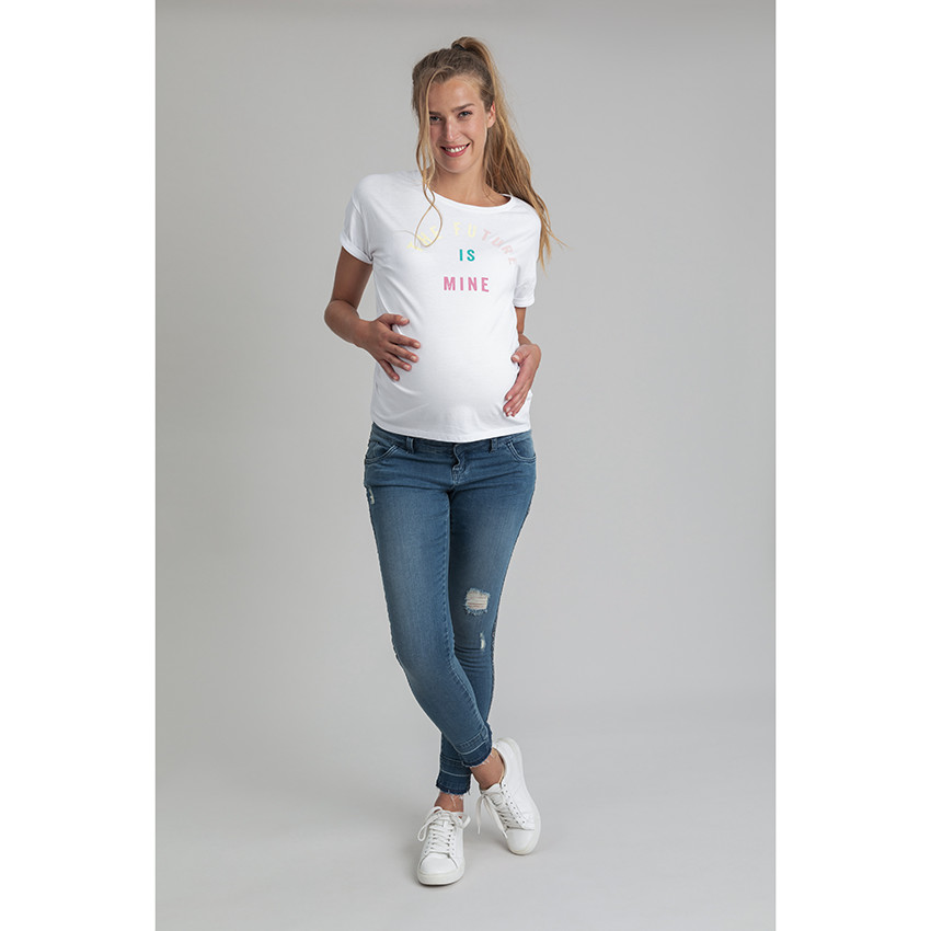 T-shirt de grossesse manches courtes à message printé 