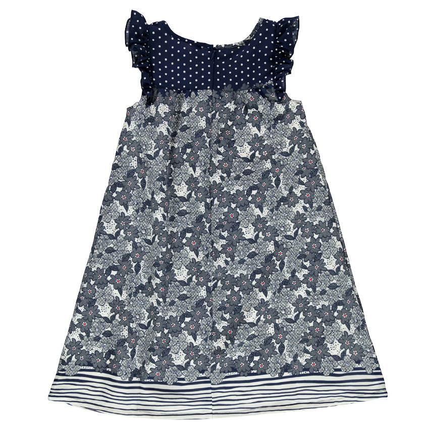 Robe en crêpe fleurie et rayée  