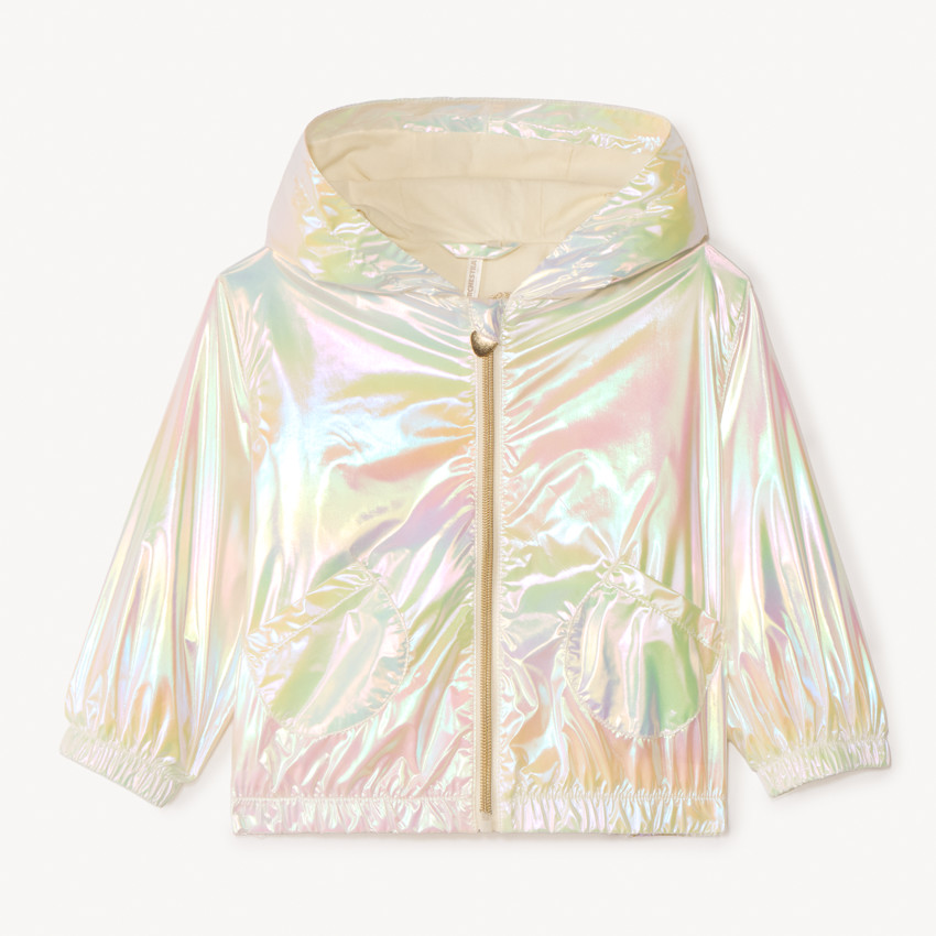 Coupe-vent en toile iridescente à capuche pour bébé fille