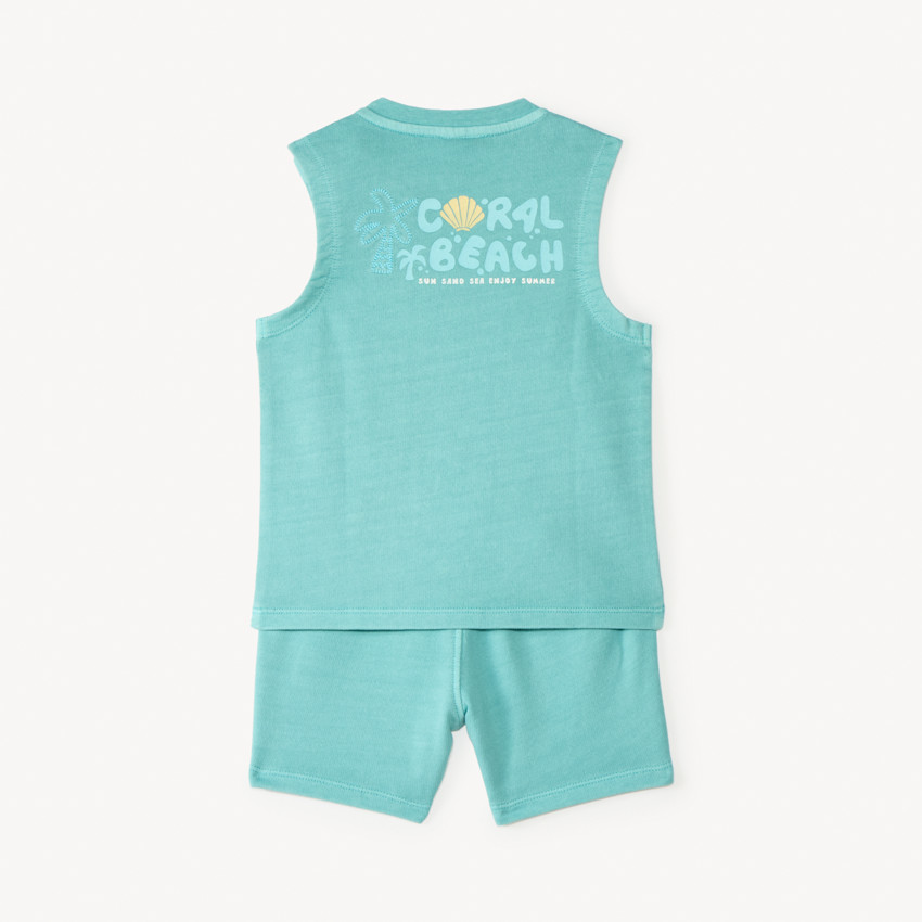 Ensemble 2 pièces débardeur + short broderie coquillage pour bébé garçon 
