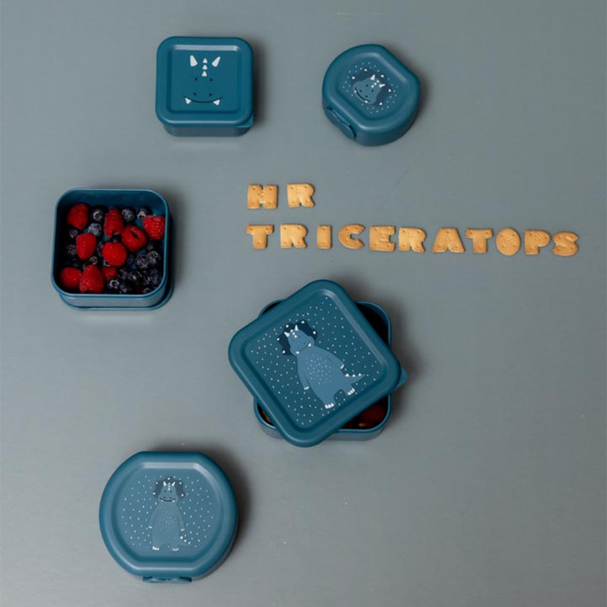 Lot de 3 lunchbox gigognes Mr. Triceratops bleu 