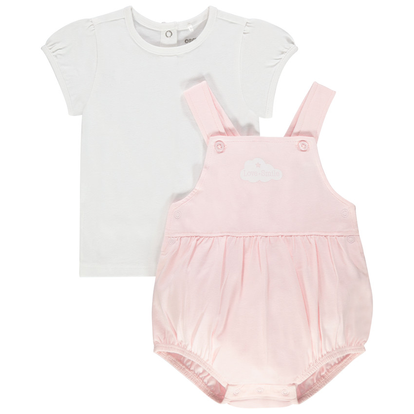 Ensemble t-shirt manches courtes et salopette en coton 