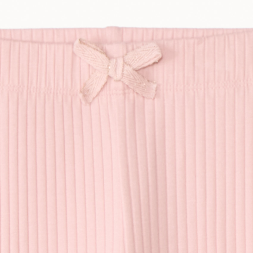 Legging côtelé uni à nœud pour fille 