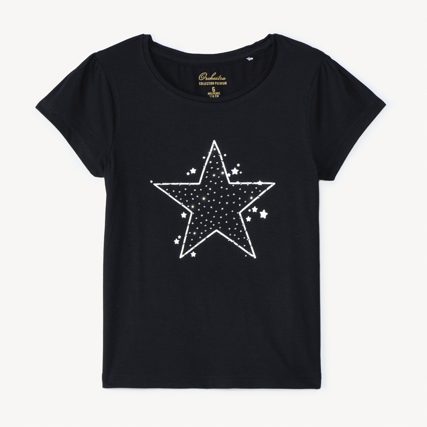 T-shirt manches courtes motif étoile pour fille 