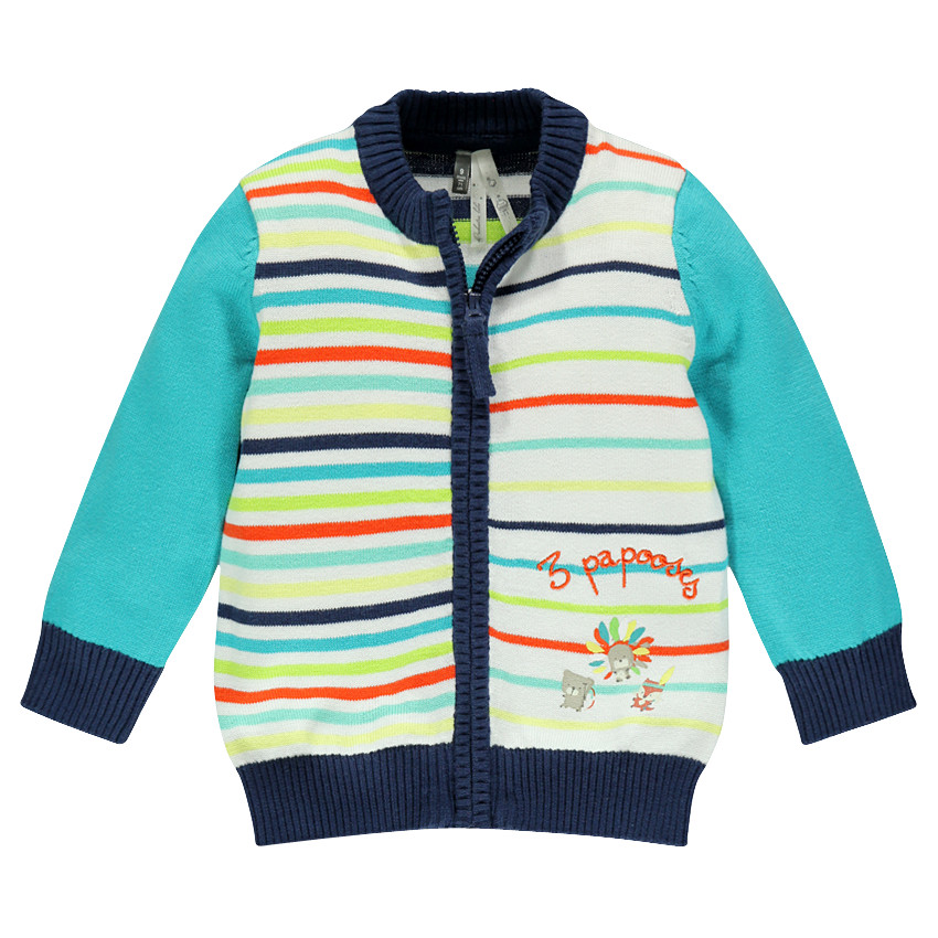Gilet en tricto rayé avec animaux printés 