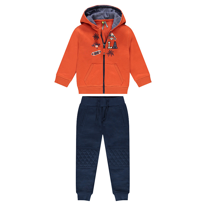 Jogging en molleton avec gilet printé et pantalon à croisillons 