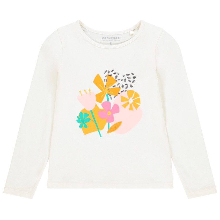 T-shirt manches longues en coton print fleurs 