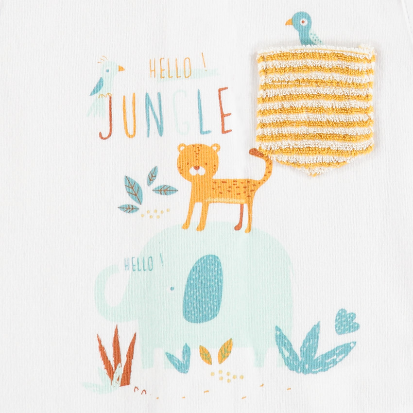 Ensemble avec débardeur motif jungle et bermuda en éponge rayé 