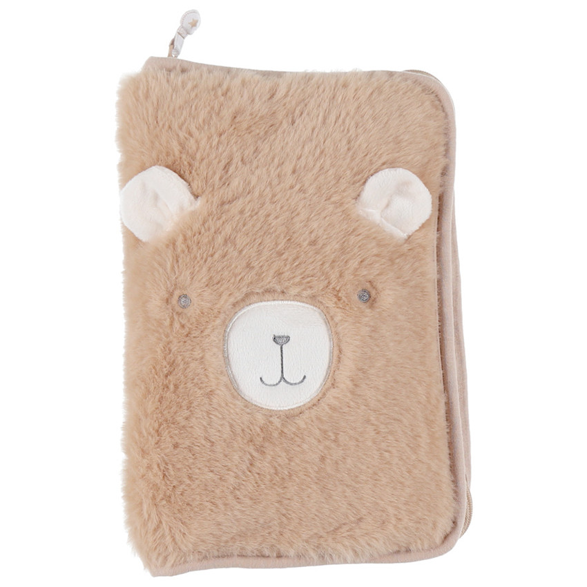 Carnet de santé fausse fourrure Lily Camel
