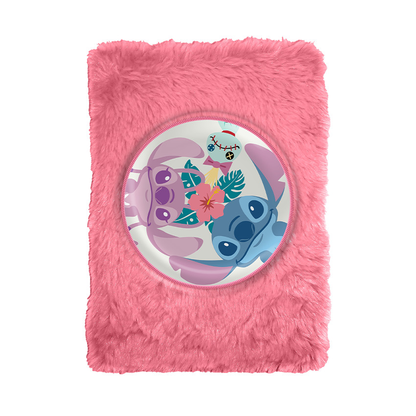 Carnet de notes A5 Stitch & Angel Disney en peluche rose 