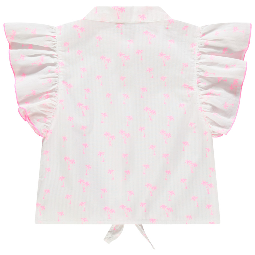 Chemise manches courtes volantées print palmiers 