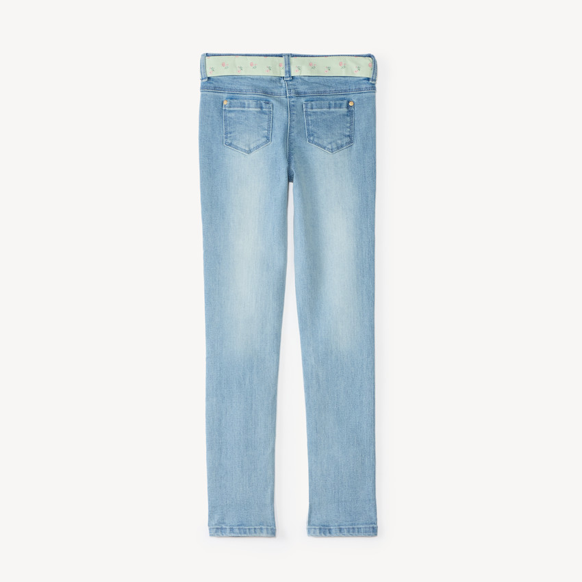 Jean slim fille avec ceinture en tissu 