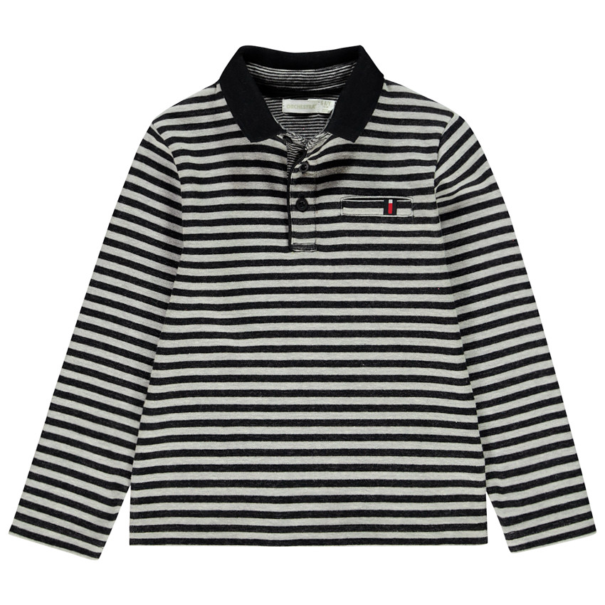 Polo manches longues rayé pour enfant garçon 