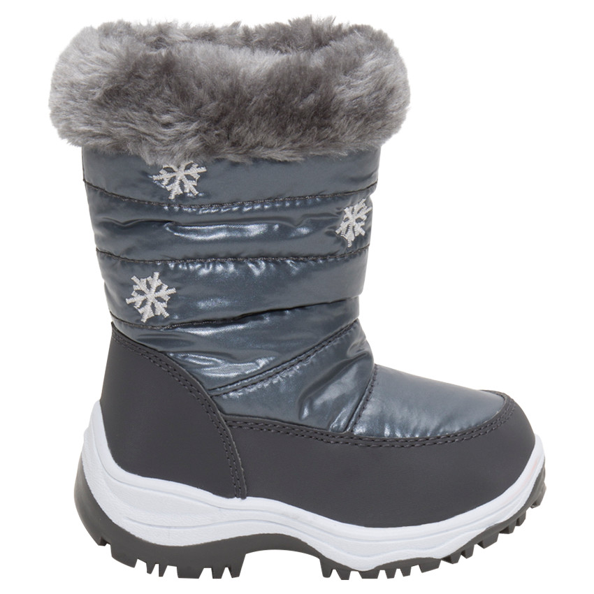 Après-ski argentés matelassés avec col en fausse fourrure du 20 au 23 