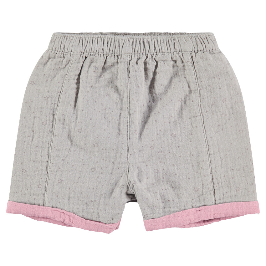 Short en coton doublé effet gaufré avec petites étoiles imprimées 