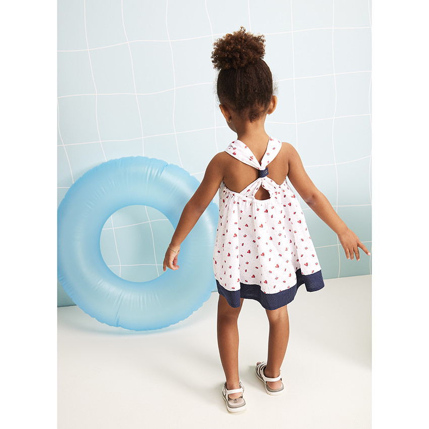 Robe à bretelles imprimé fleurs/pois pour bébé fille 