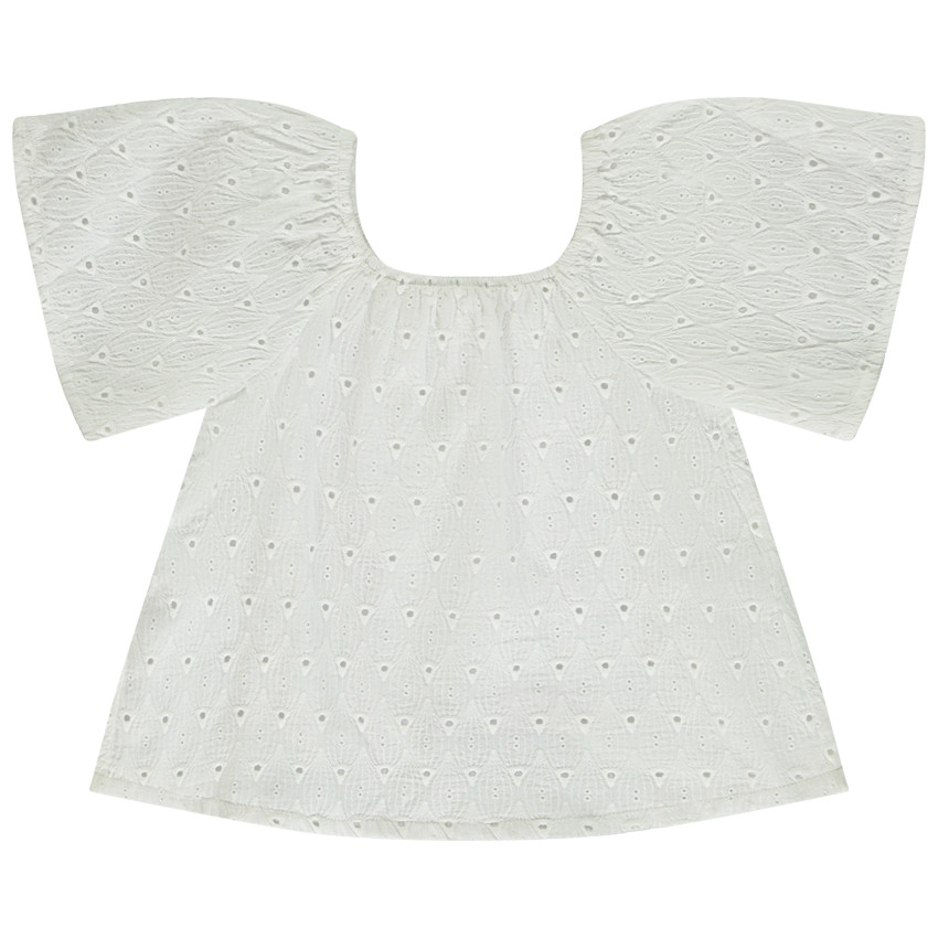 Top en broderie anglaise avec dos croisé pour fille