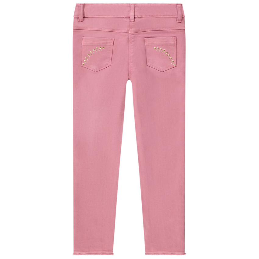 Jean slim uni avec strass pour fille 