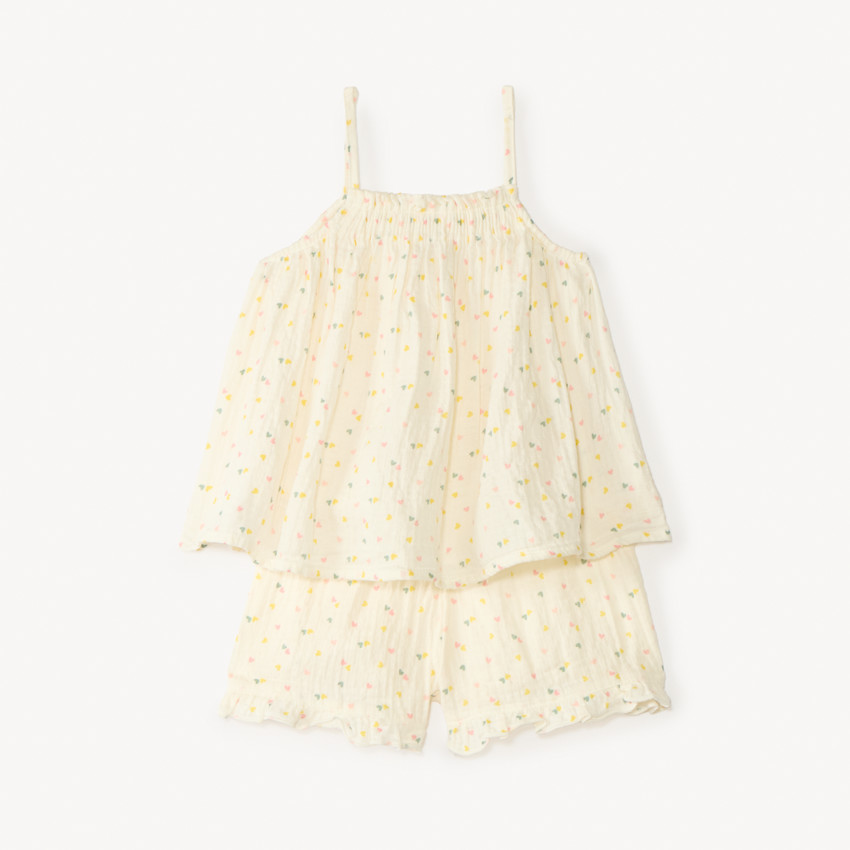 Ensemble court 2 pièces débardeur + short imprimé cœur pour bébé fille  