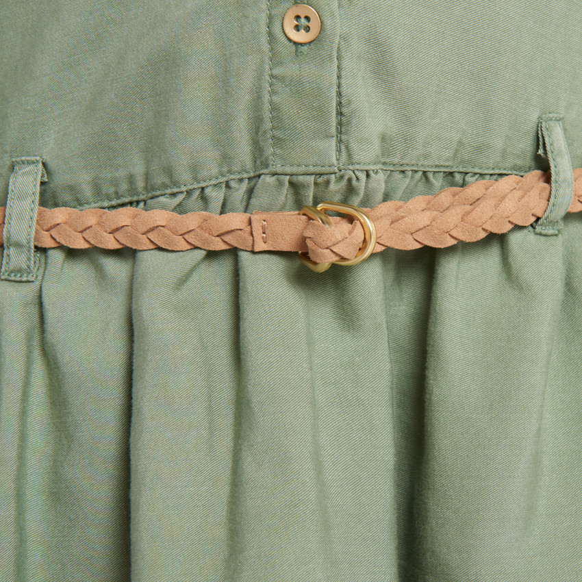 Robe manches longues style chemise + ceinture pour fille 