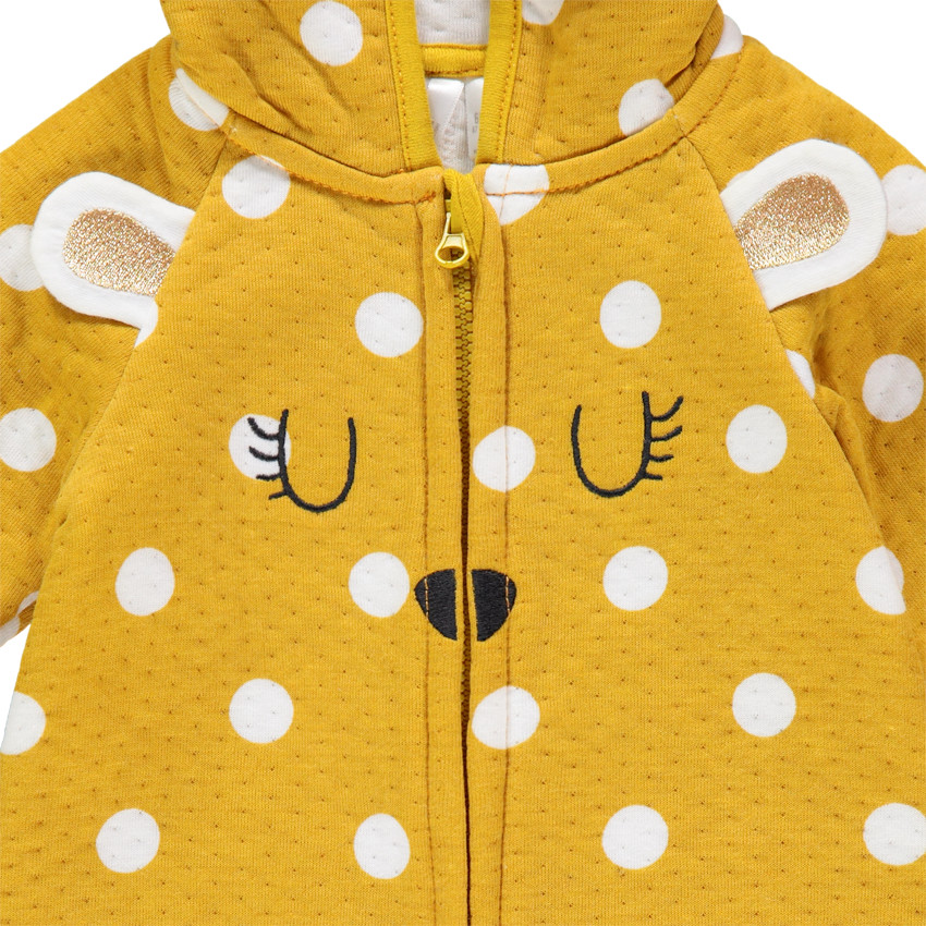 Combinaison longue à pois doublée jersey pour bébé fille 