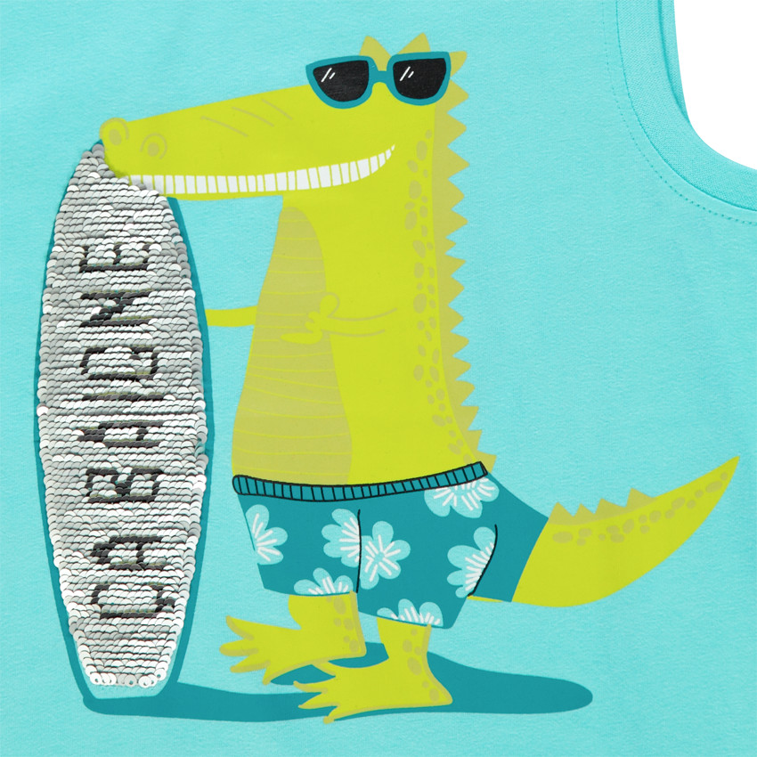 Débardeur print crocodile et planche et sequins magiques 