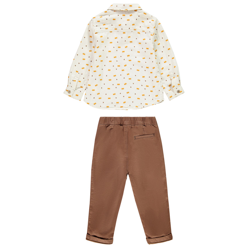 Ensemble avec chemise imprimée et pantalons à patch pour bébé garçon 