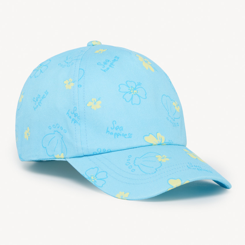 Casquette en twill imprimé fleurs et coquillages pour bébé fille