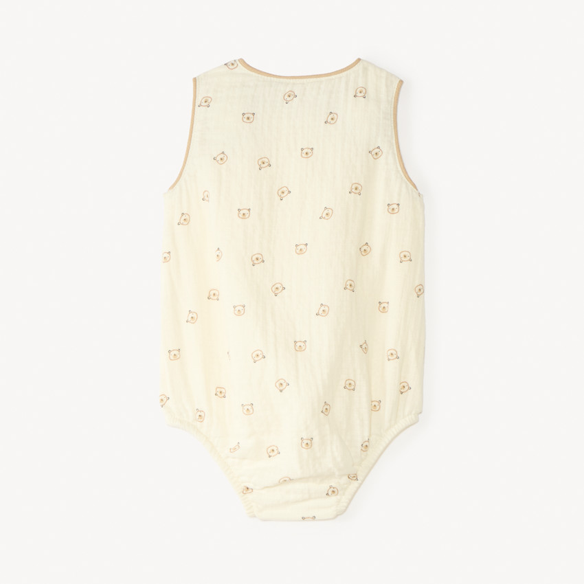 Barboteuse en gaze de coton imprimé ourson pour bébé garçon 